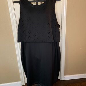 Metaphor Black Sheath Midi Dress Crew Neck Sleeveless
